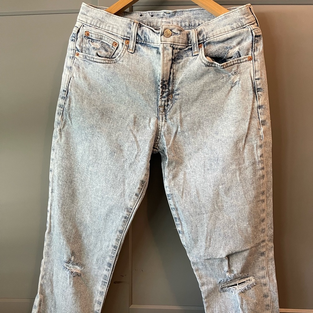 GAP Light Gray girlfriend mid rise jeans